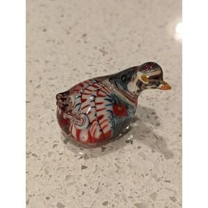 Millefiori Clear Multicolor Glass Bird Dove Paperweight Figurine Murano Style 2"